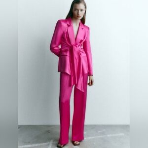 ZARA satin effect wide leg pants